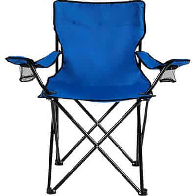 Traditional folding blue chair.