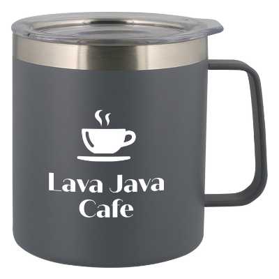 Stainless charcoal camp mug with custom imprint in 15 oz.