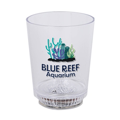 Acrylic clear beer glass with custom full-color logo in 12 ounces.
