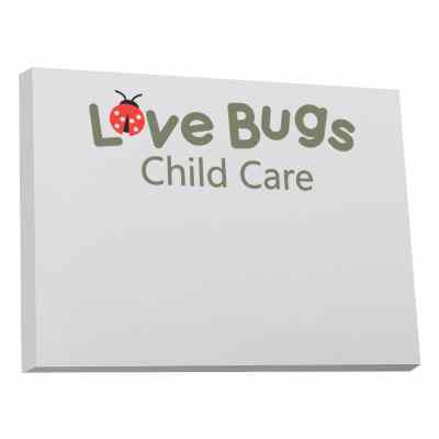 Souvenir sticky note 4x3 inch pad with full color imprint. 