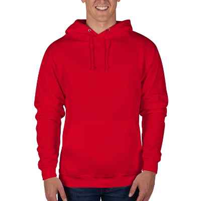 Blank red hooded sweatshirt.