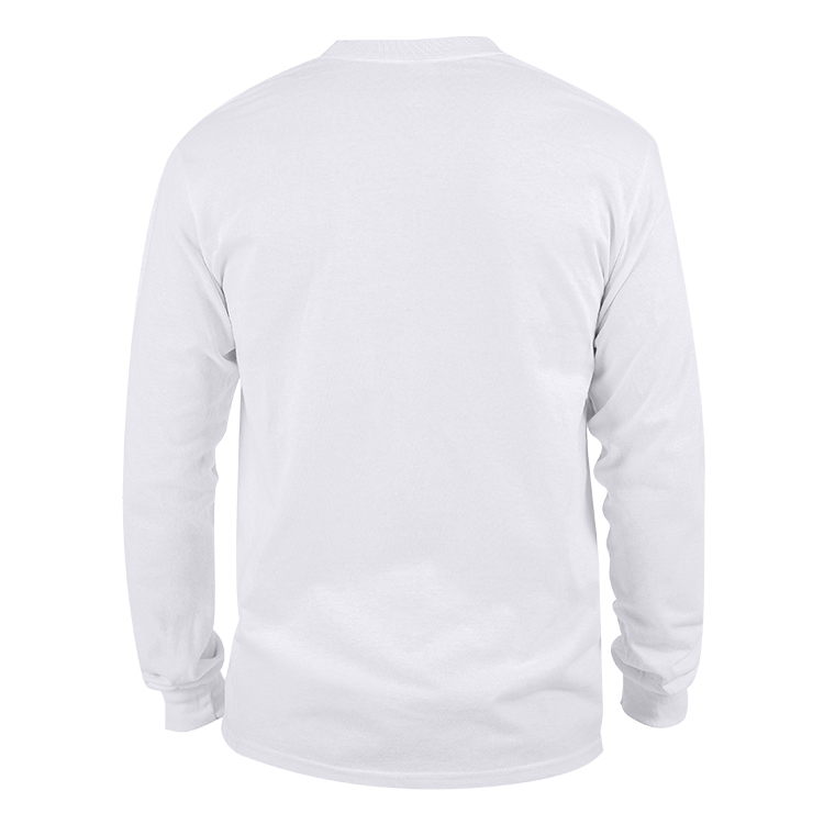 White customized long sleeve t shirt.