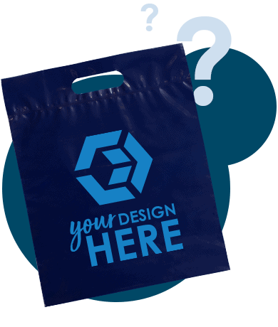 Navy blue promotional plastic bags with blue imprint