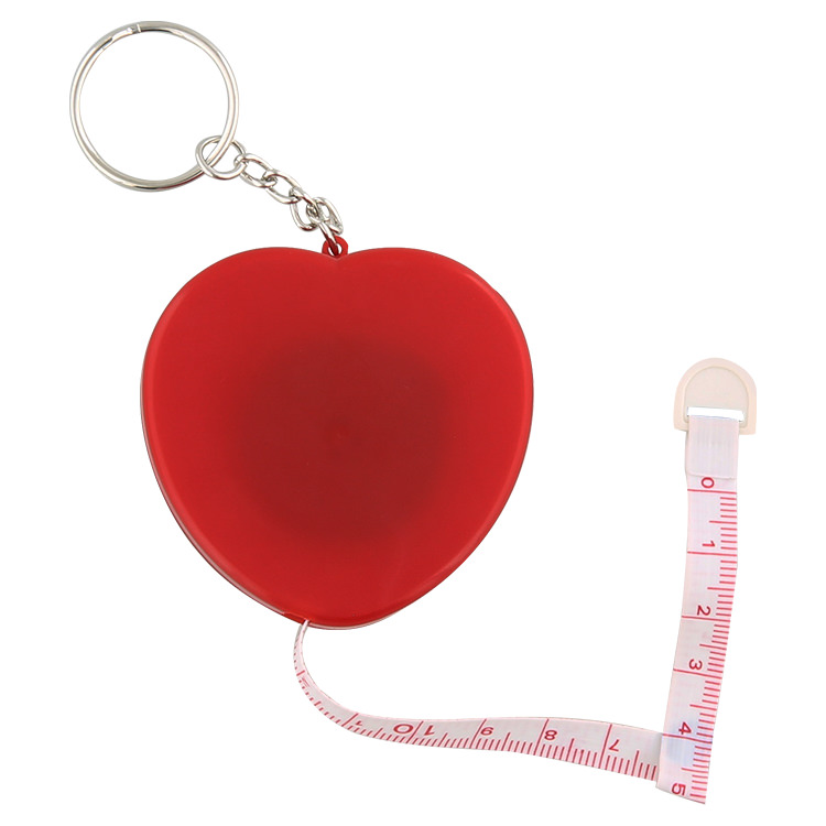 Metal, plastic and vinyl heart tape measure keychain blank.