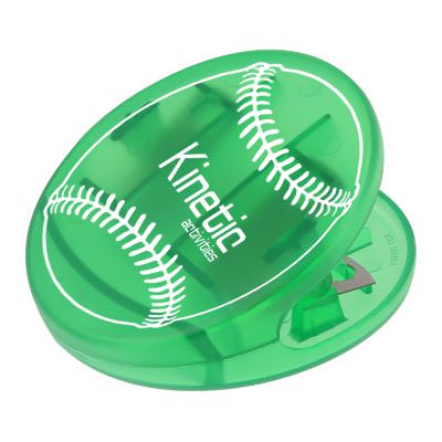 Plastic translucent green baseball magnet chip clip custom printed.