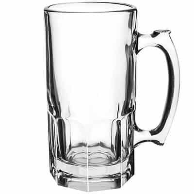 Glass clear beer glass blank in 34 ounces.